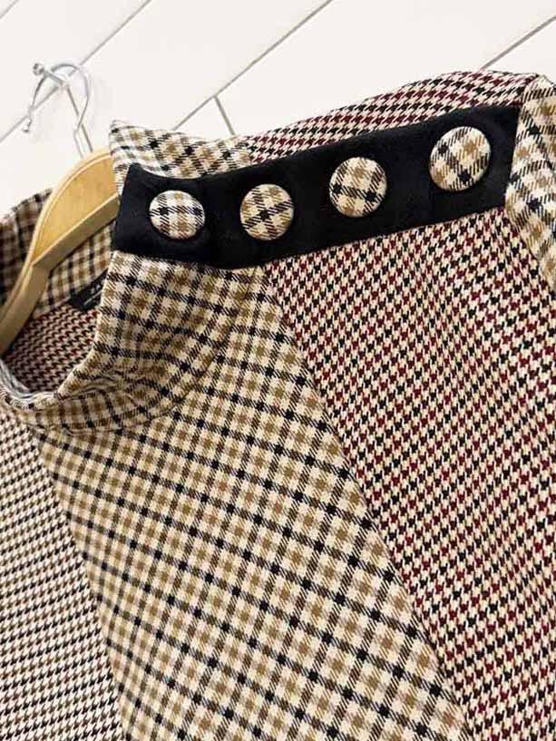 zara patchwork plaid houndstooth high neck top - good market thrift store