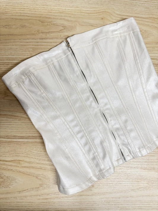 zara pearl denim panelled corset top - good market thrift store