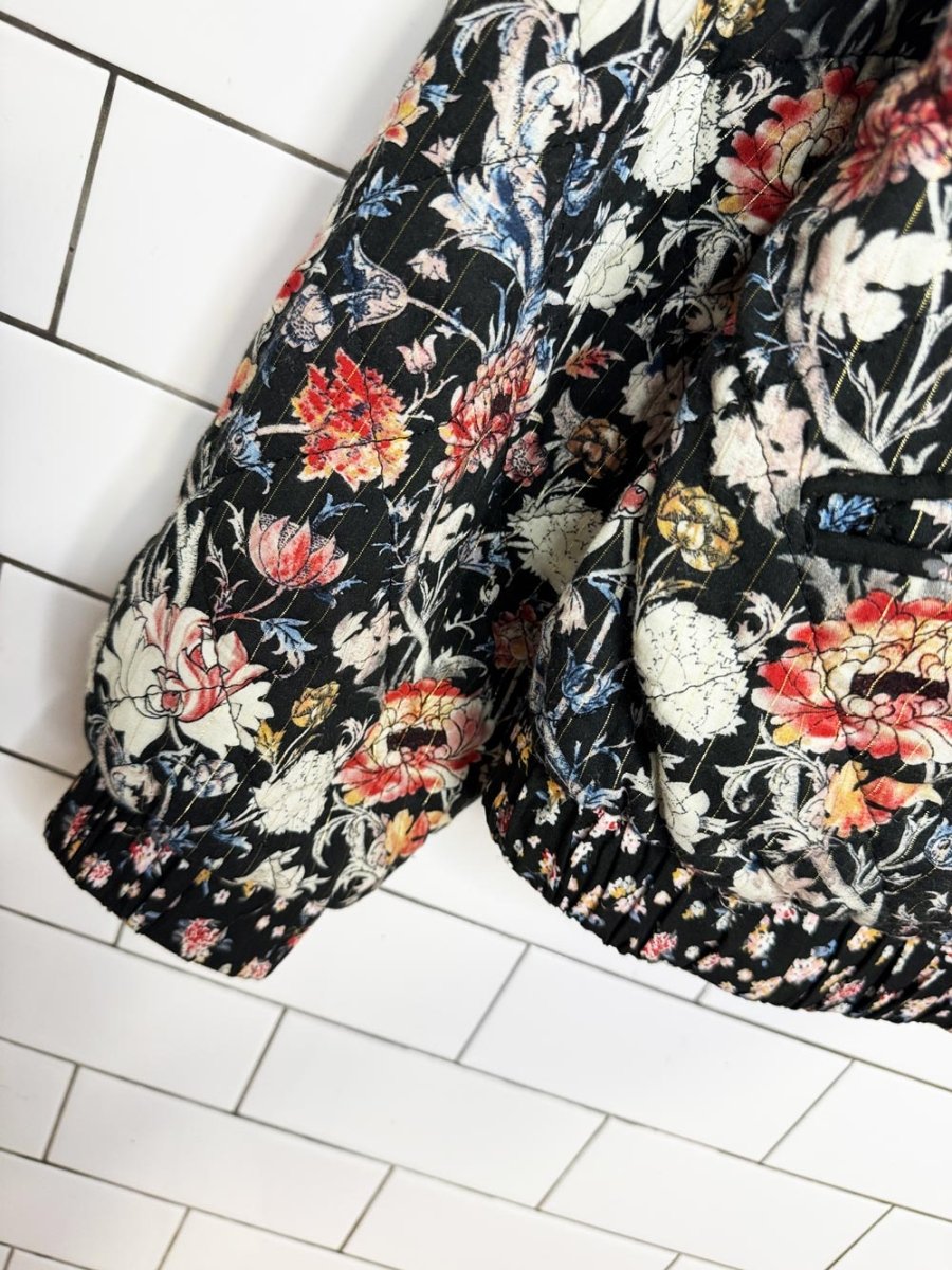 zara quilted floral summer bomber jacket - good market thrift store