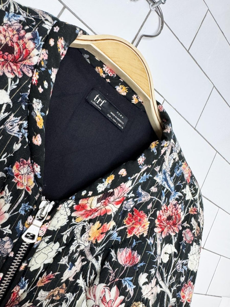 zara quilted floral summer bomber jacket - good market thrift store