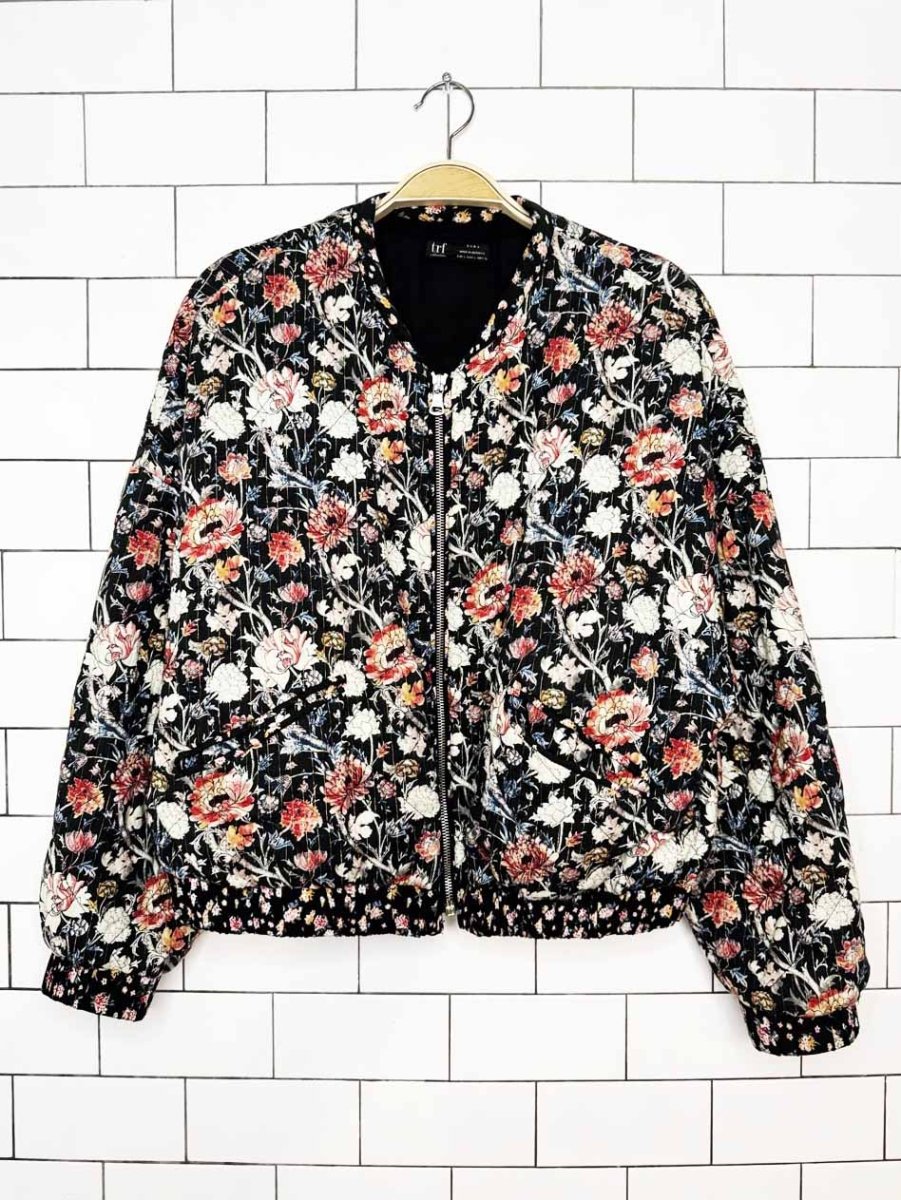 zara quilted floral summer bomber jacket - good market thrift store