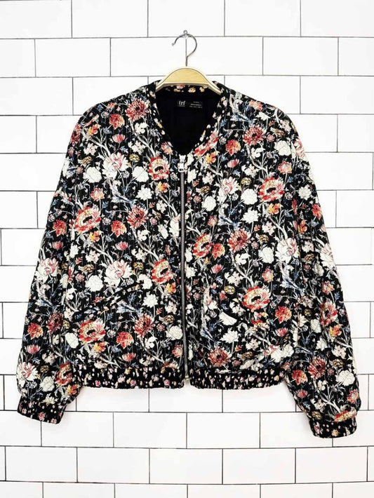 zara quilted floral summer bomber jacket - good market thrift store