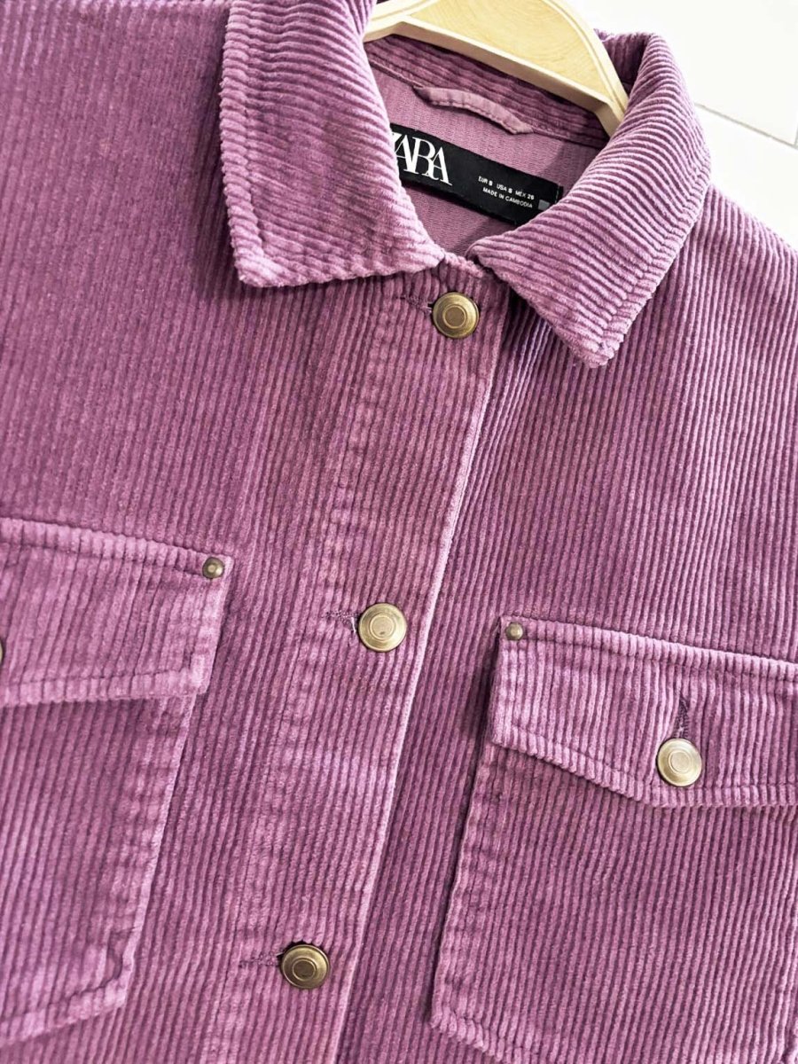 zara raw hem corduroy shirt jacket - good market thrift store