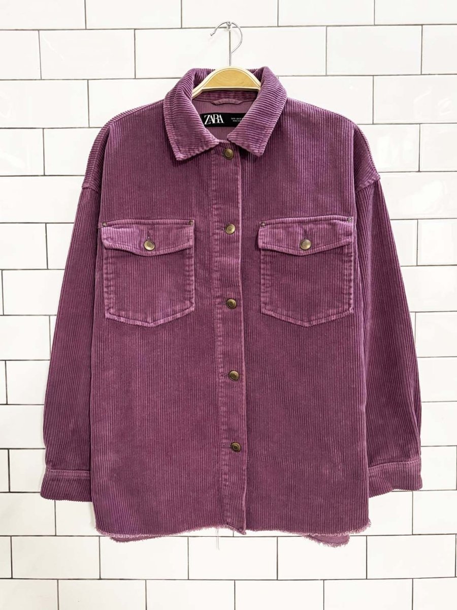 zara raw hem corduroy shirt jacket - good market thrift store