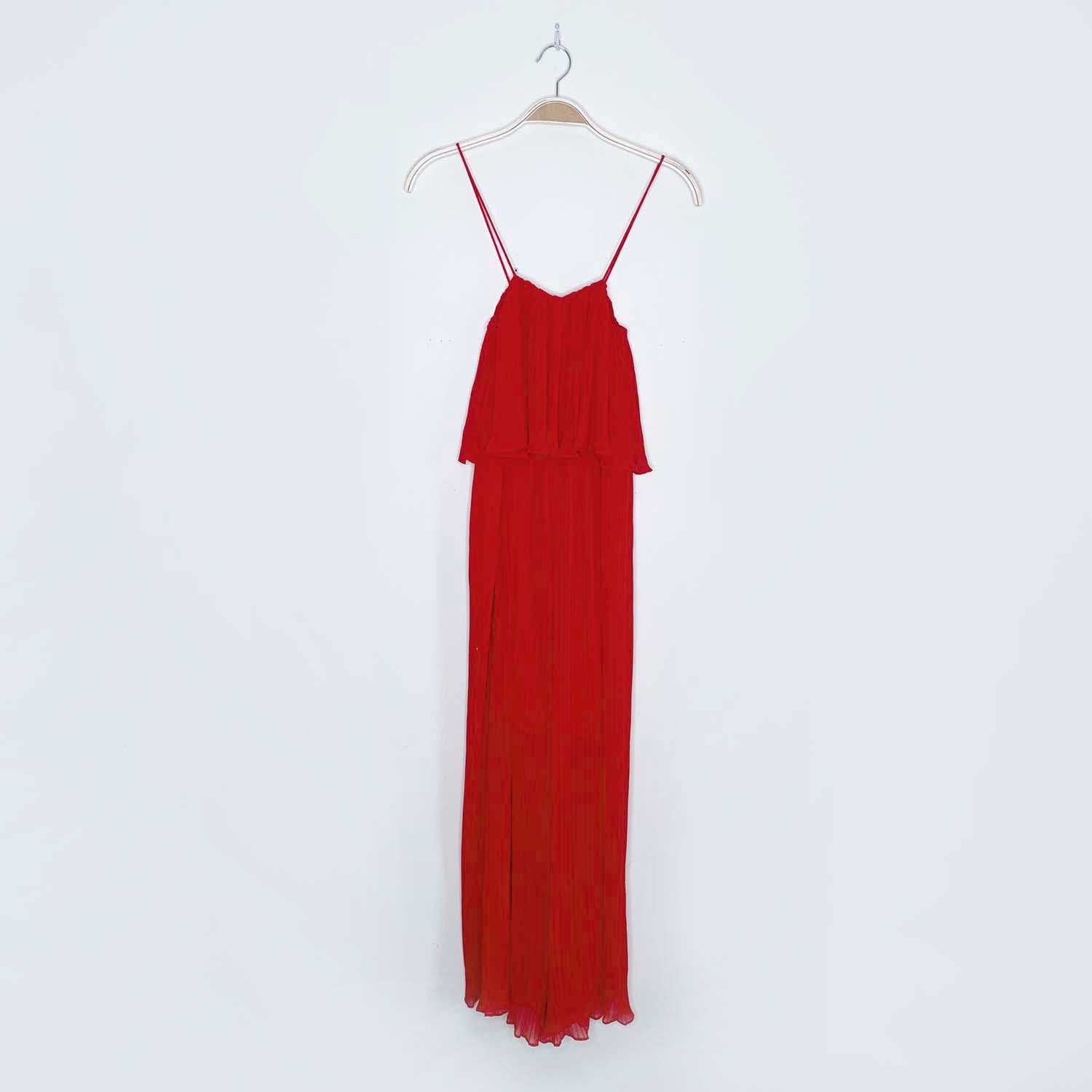 zara holiday red pleated wide leg jumpsuit - size small good market thrift store zara holiday red pleated wide leg jumpsuit - size small good market thrift store