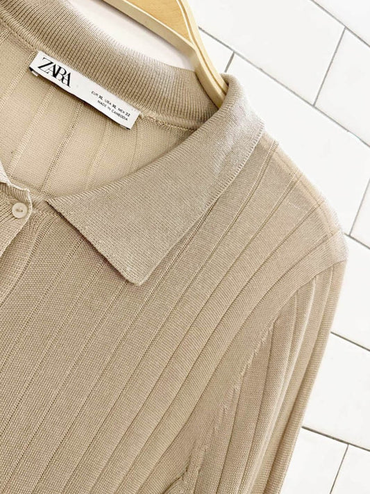 zara ribbed full button cardigan shirt - good market thrift store