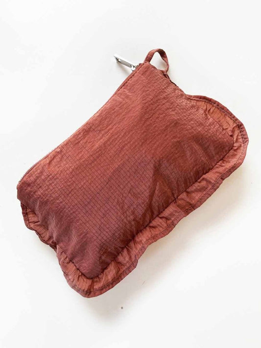 zara ruffle strap nylon packable tote bag + zip pouch - good market thrift store