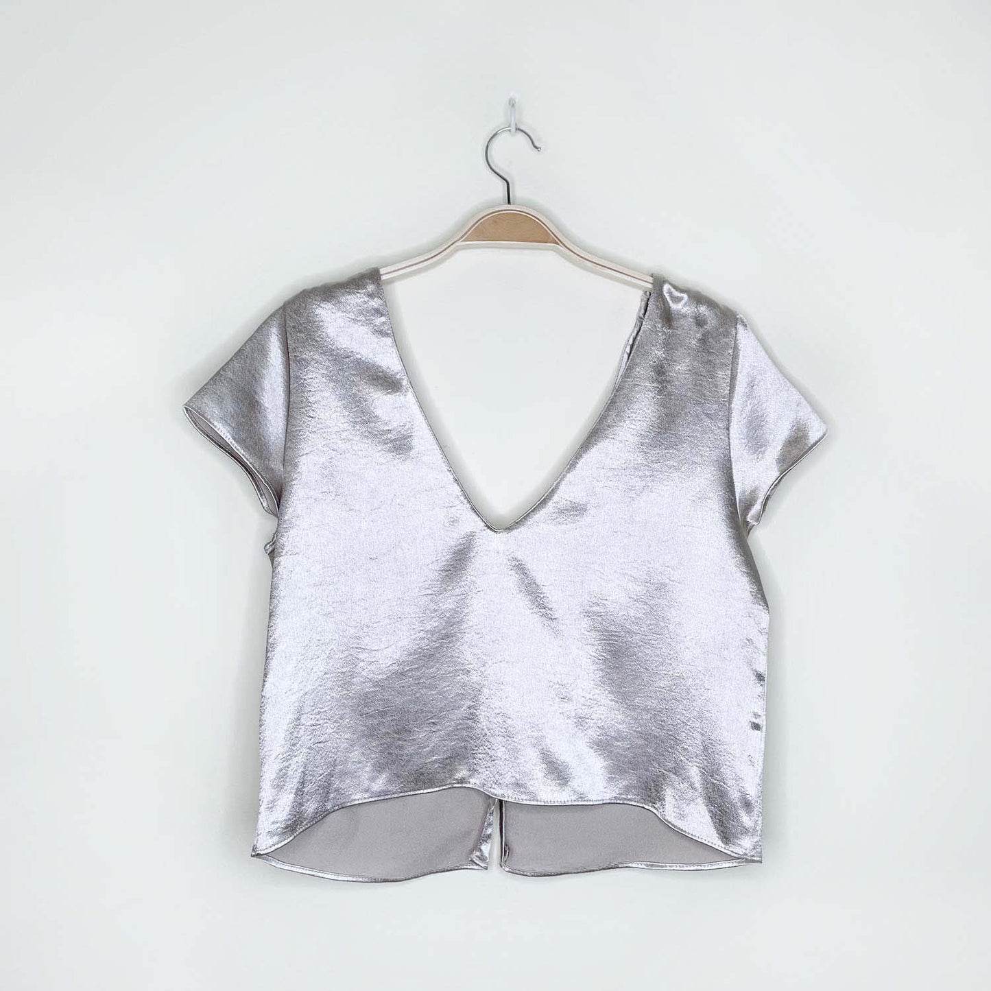 zara metallic satin crop top - size medium