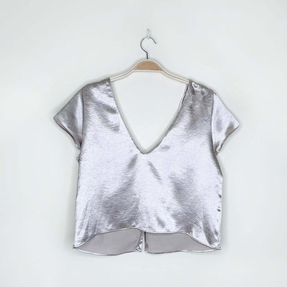 zara metallic satin crop top - size medium