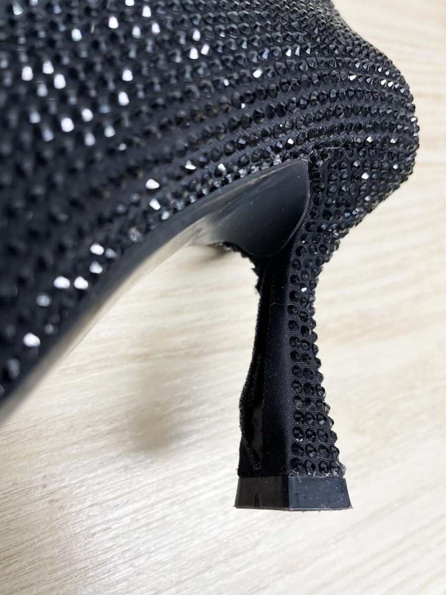 zara satin gem studded heeled boot - good market thrift store