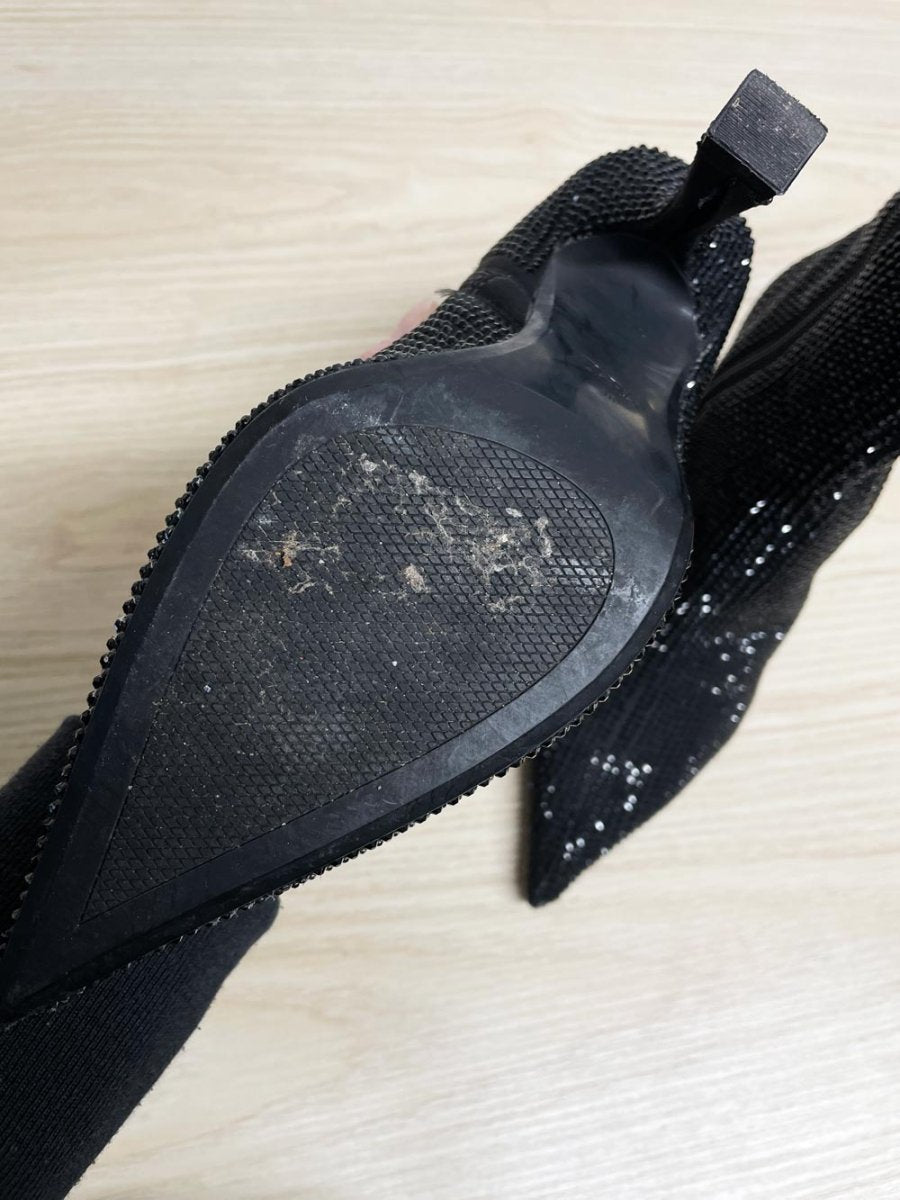 zara satin gem studded heeled boot - good market thrift store