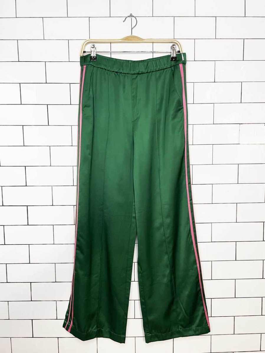 zara satin side stripe wide leg track pant - good market thrift store