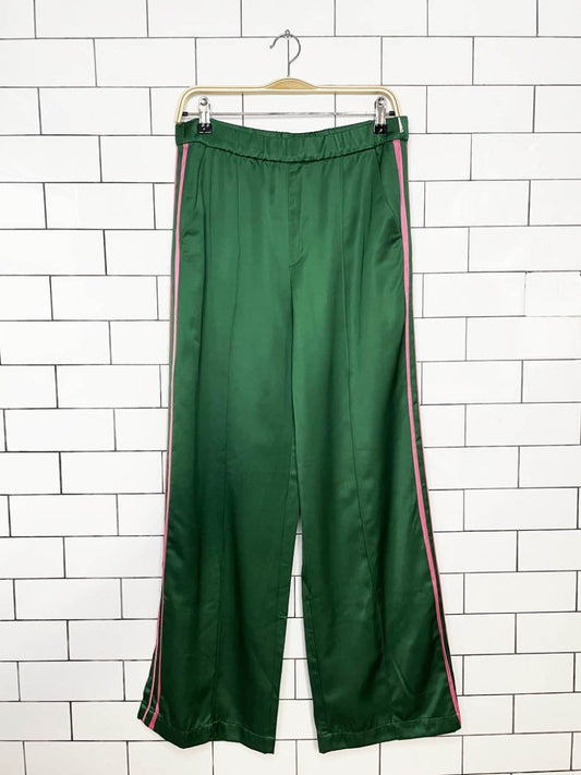 zara satin side stripe wide leg track pant - good market thrift store