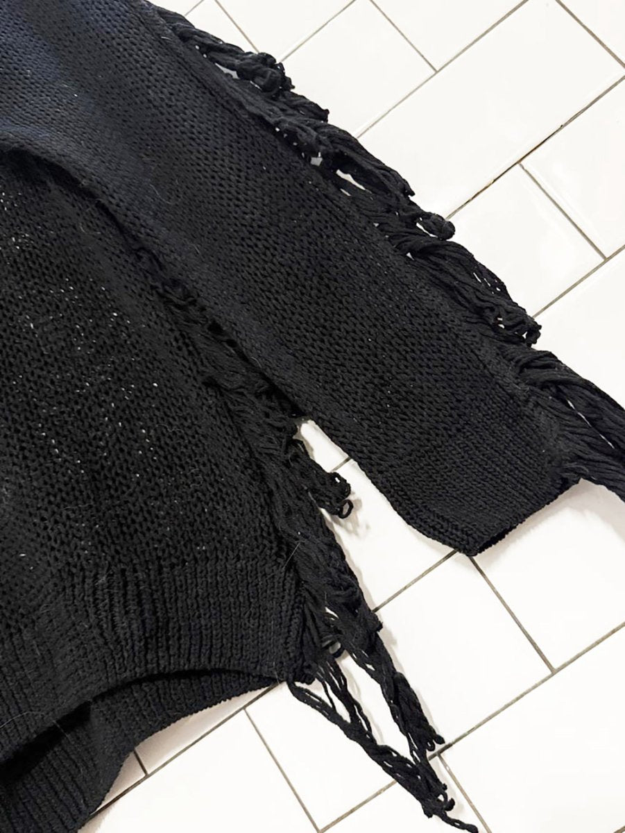 zara s/s collection distressed fringe loose knit sweater | made in Italy - good market thrift store