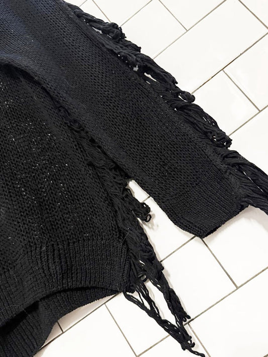 zara s/s collection distressed fringe loose knit sweater | made in Italy - good market thrift store