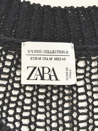 zara s/s collection distressed fringe loose knit sweater | made in Italy - good market thrift store