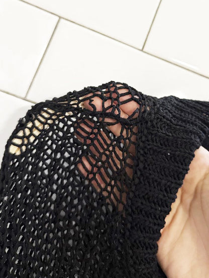 zara s/s collection distressed fringe loose knit sweater | made in Italy - good market thrift store