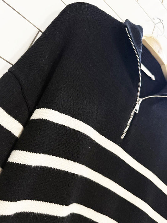 zara striped half zip knit sweater - good market thrift store