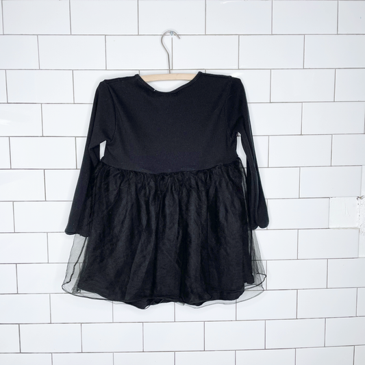 zara long sleeve ribbed tulle dress - size 4-5
