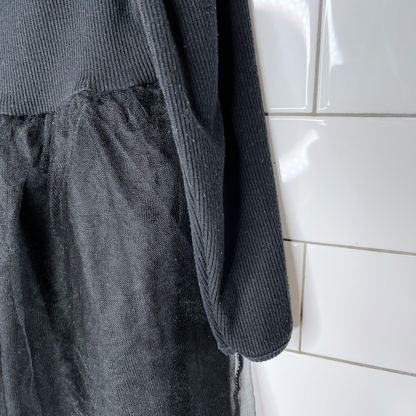 zara long sleeve ribbed tulle dress - size 4-5