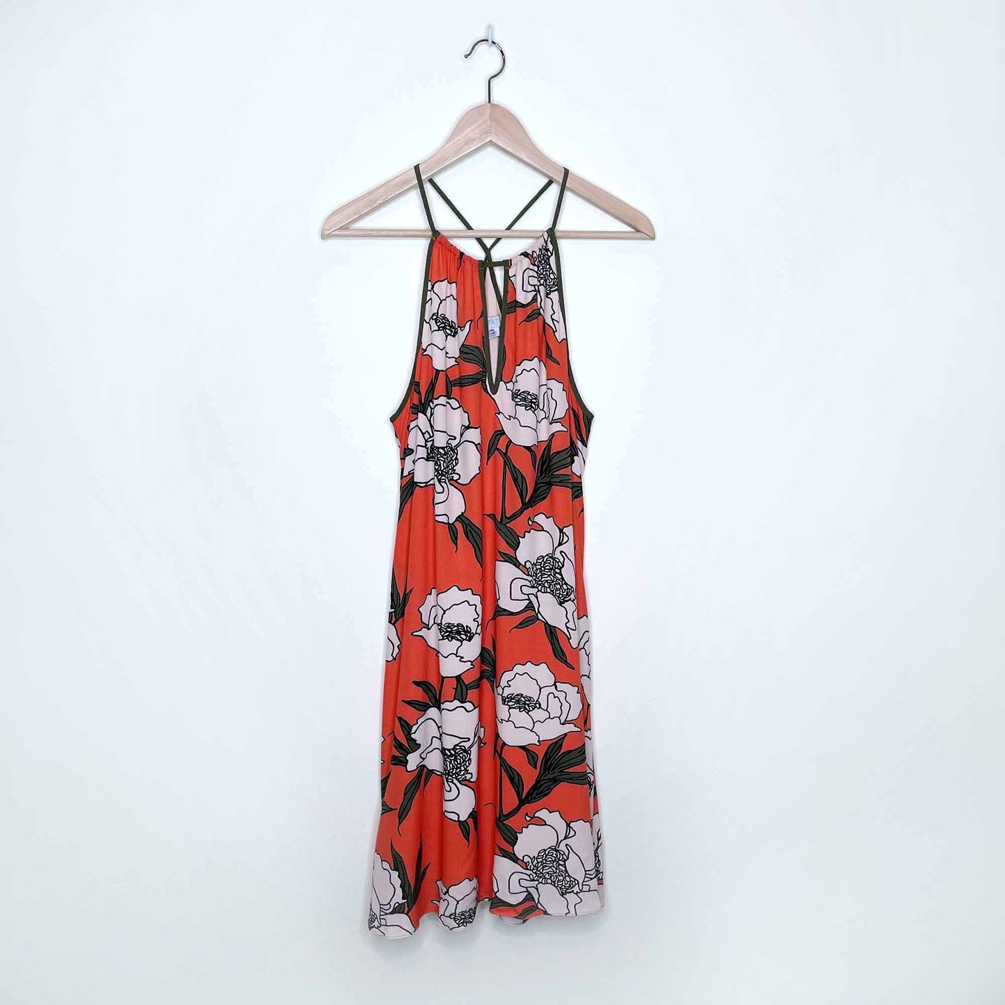 1. STATE Trapeze floral keyhole halter sundress - size Small
