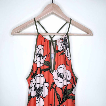 1. STATE Trapeze floral keyhole halter sundress - size Small