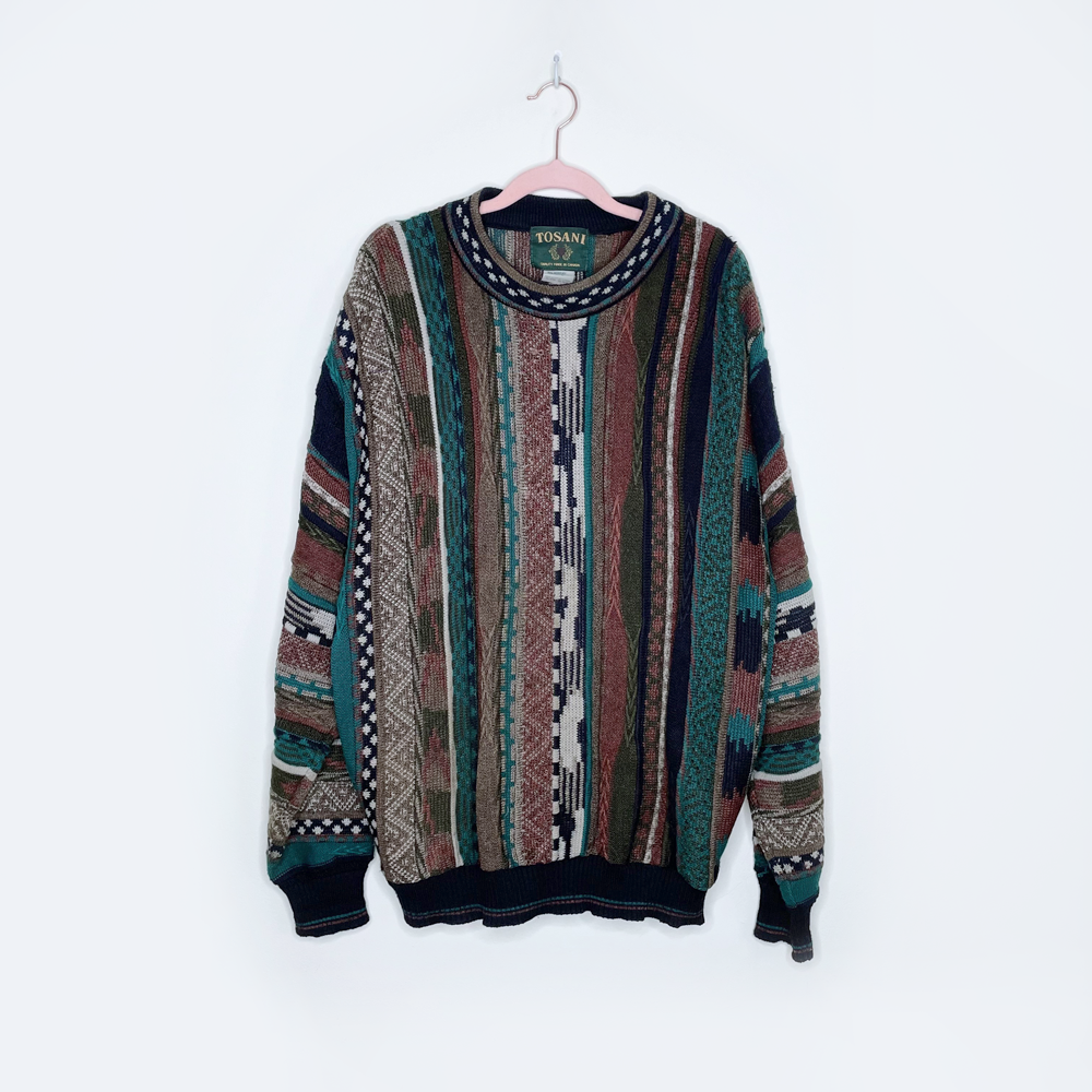 vintage tossani wool-blend 3d knit bachrach sweater - size large