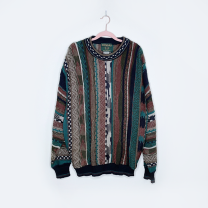 vintage tossani wool-blend 3d knit bachrach sweater - size large