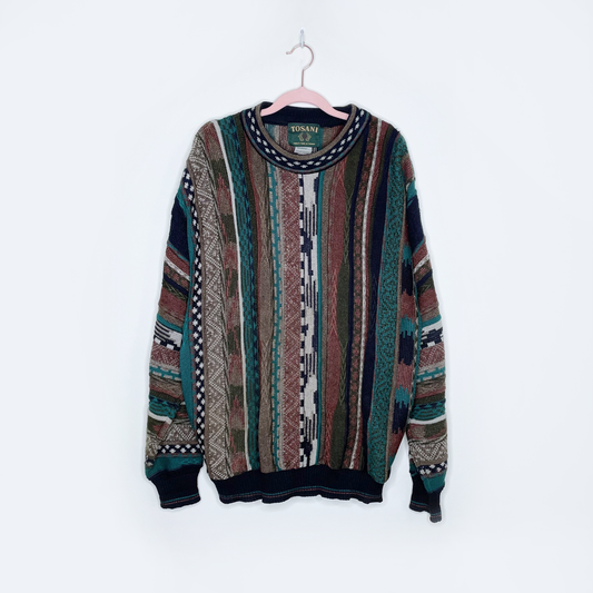 vintage tossani wool-blend 3d knit bachrach sweater - size large