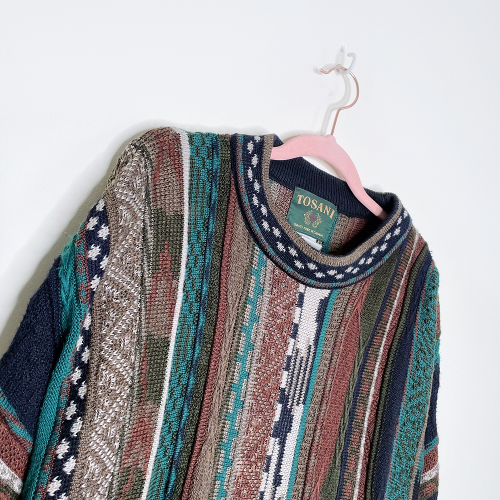 vintage tossani wool-blend 3d knit bachrach sweater - size large