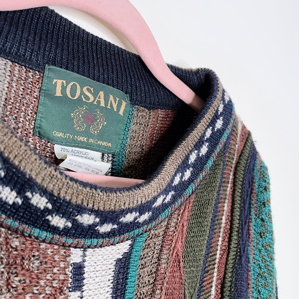 vintage tossani wool-blend 3d knit bachrach sweater - size large