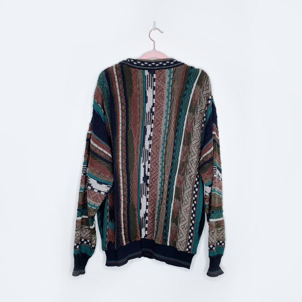 vintage tossani wool-blend 3d knit bachrach sweater - size large