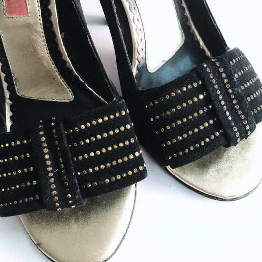 Betsey Johnson Peep-toe with Studded Bow - size 7