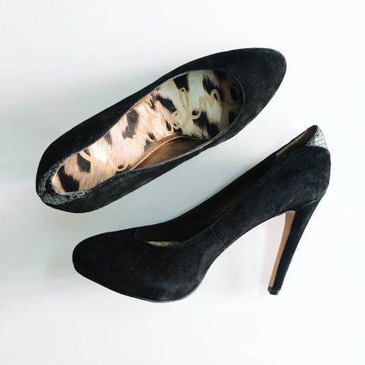 Sam Edelman Dea Black Suede Heels - size 8.5