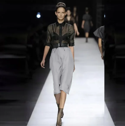 yves saint laurent 2009 cream silk harem pants - size 38