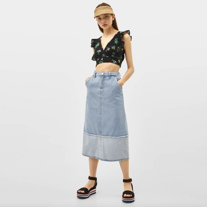 vintage 90s gap denim midi skirt - size 6