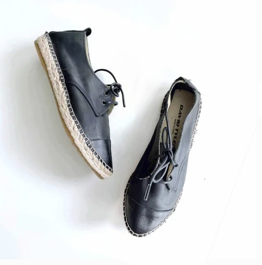 nwot david tyler leather lace up espradilles - size 36