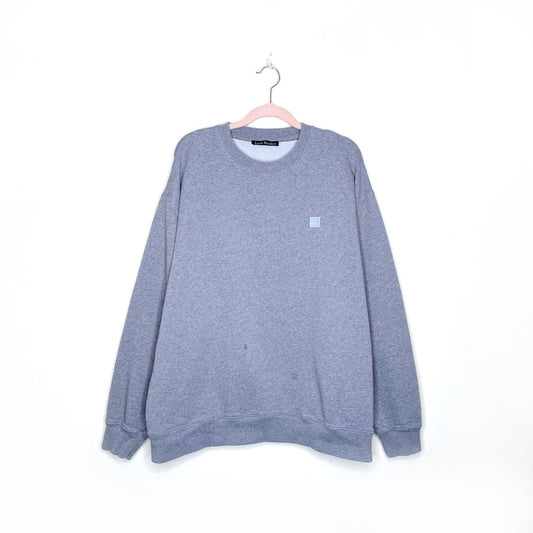 acne studios grey fairview face patch sweatshirt - size large