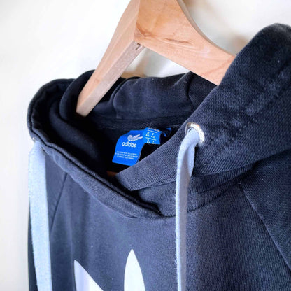 adidas big trefoil cropped black hoodie - size medium