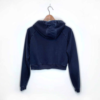 adidas big trefoil cropped black hoodie - size medium