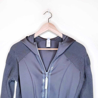 adidas stella mccartney grey run midlayer hooded jacket - size large
