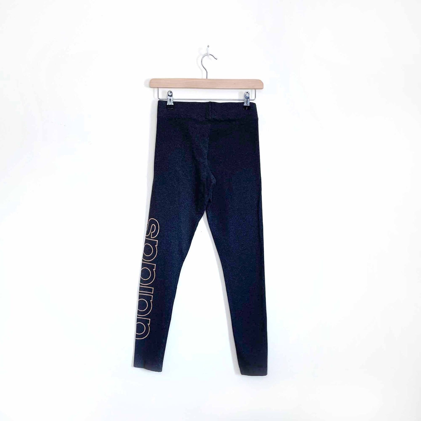 adidas big logo grey cotton-blend leggings - size small