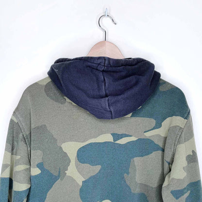 adidas camo hooded colour block sweatshirt - size medium