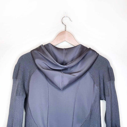 adidas stella mccartney grey run midlayer hooded jacket - size large