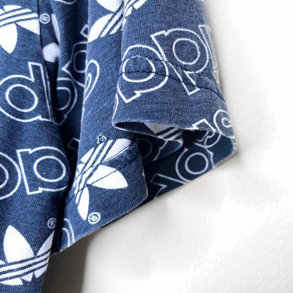 adidas trefoil logo step and repeat ringer tee - size small