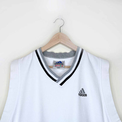 vintage men's adidas pique sleeveless v-neck top - size large