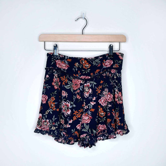 American Eagle boho floral ruffle hem shorts - size xs