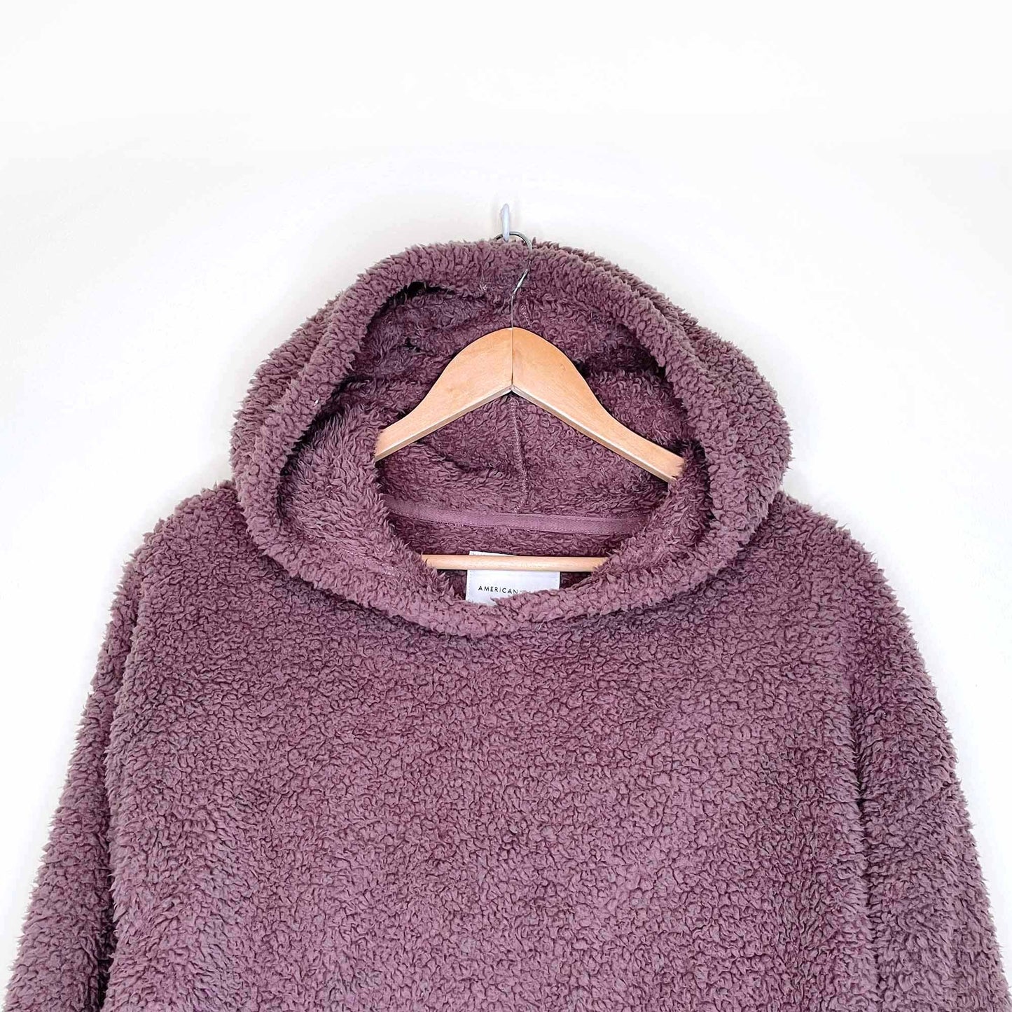american eagle purple sherpa teddy hoodie - size medium