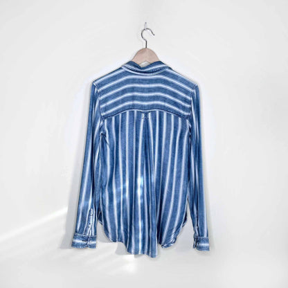 nwt american eagle striped chambray boyfriend fit button down - size xs