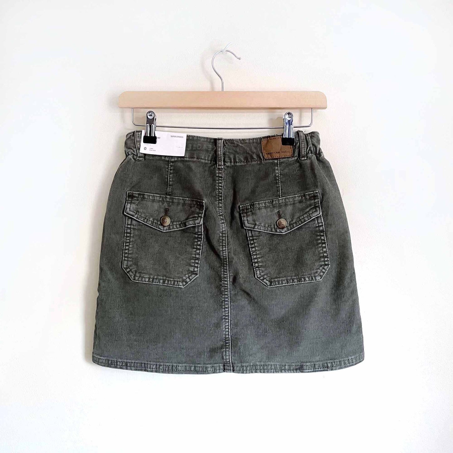 nwt american eagle high rise corduroy mini skirt - size 0 long